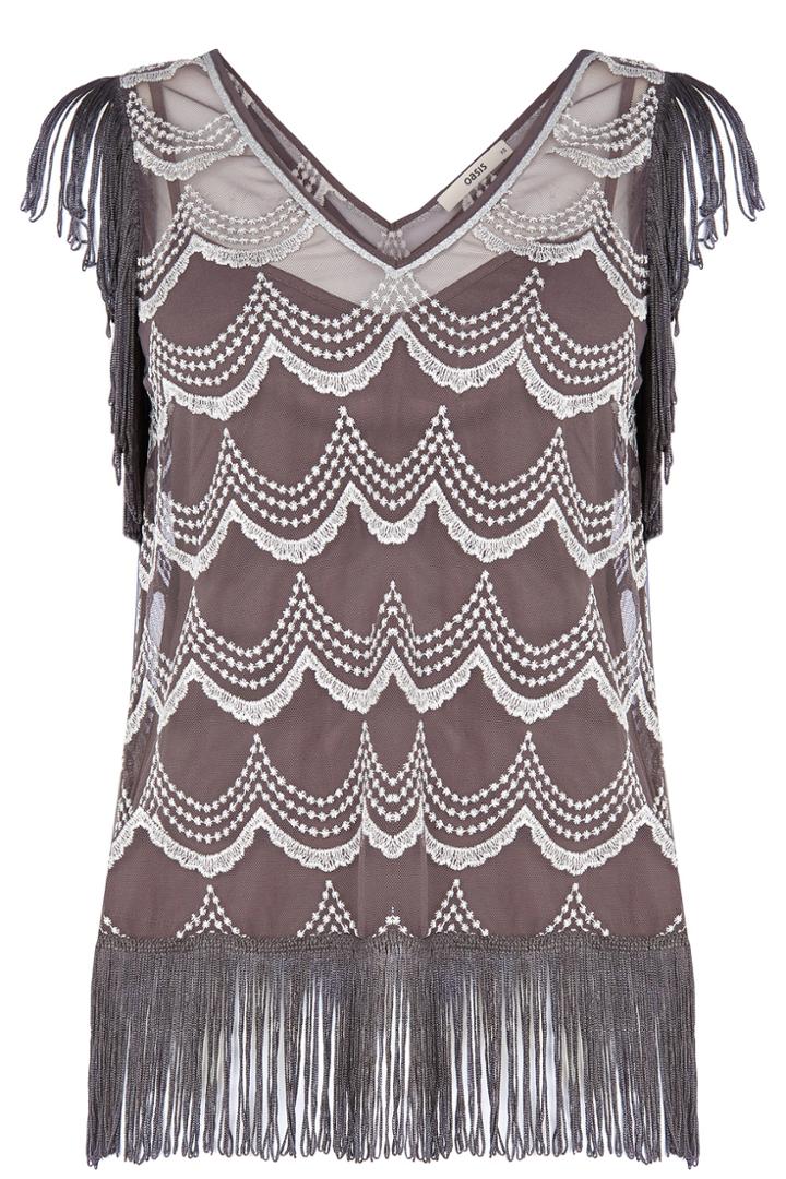 Oasis Scallop Lace Fringed Top