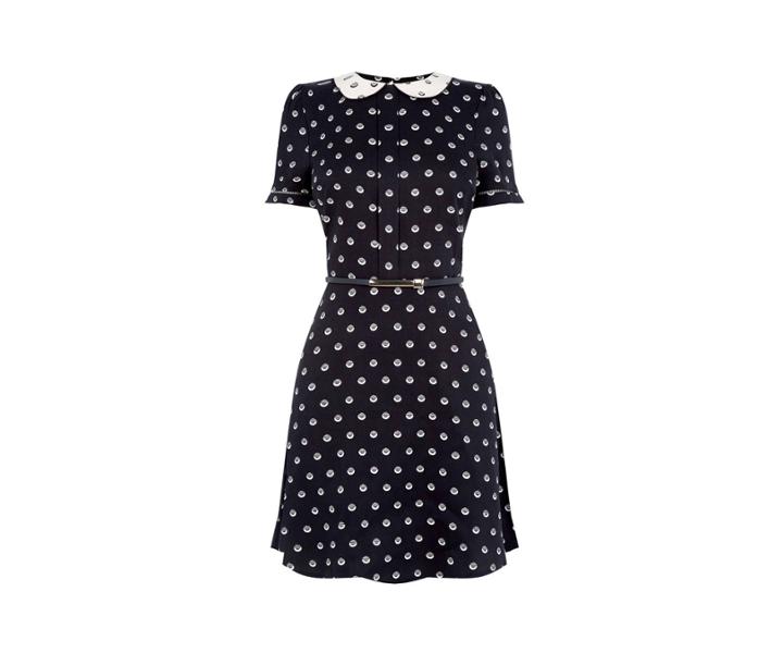 Oasis Spot Collar Skater Dress