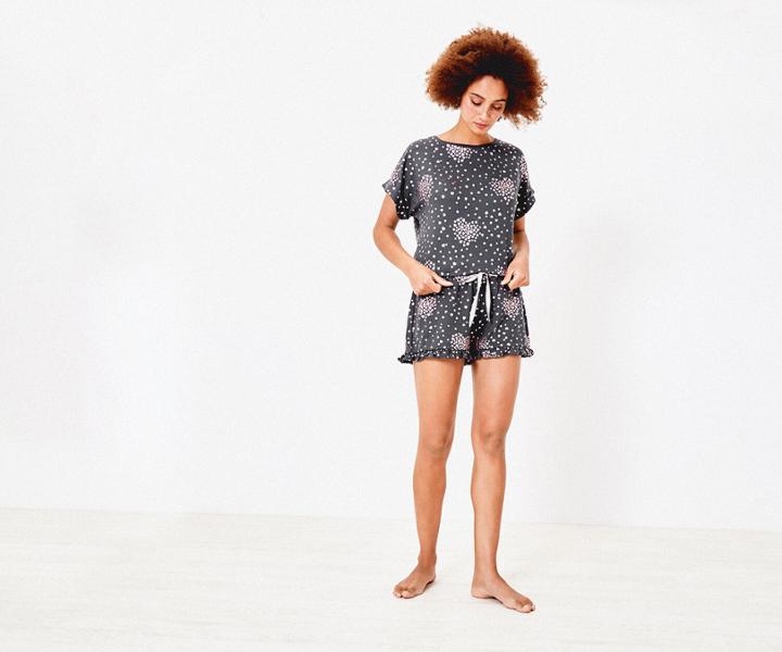 Oasis Foil Heart Frill Shorts