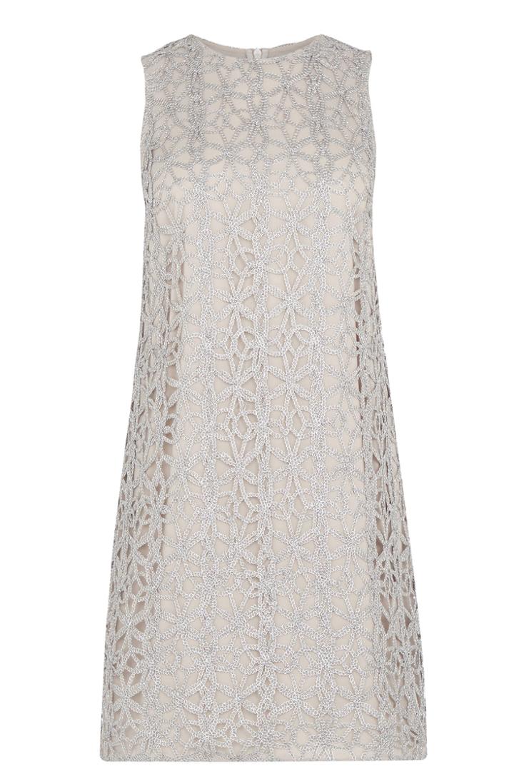 Oasis Metallic Lace Shift Dress