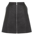 Oasis Zip Front Faux Leather Skirt