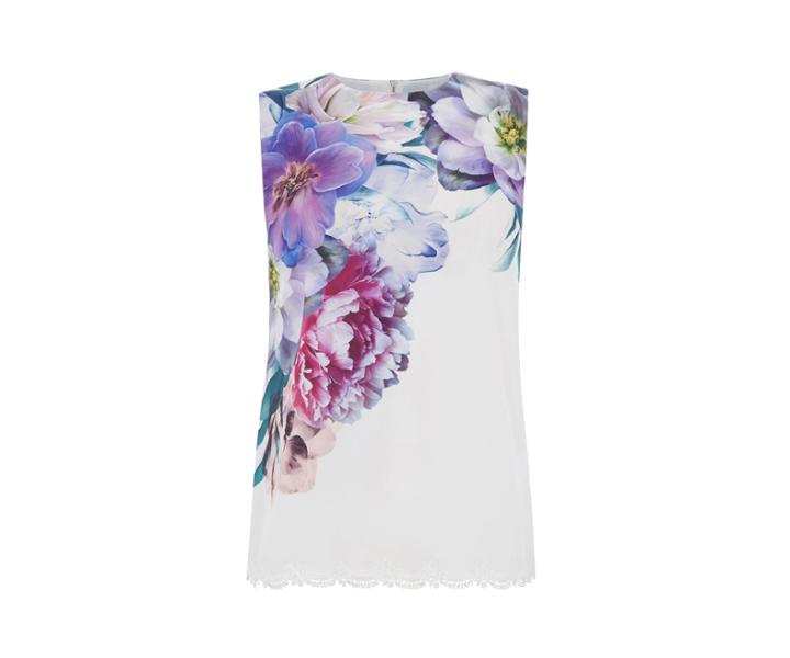 Oasis Wild Bloom Lace Trim Top