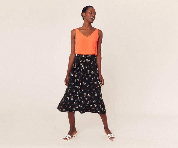 Oasis Floral Print Button Skirt