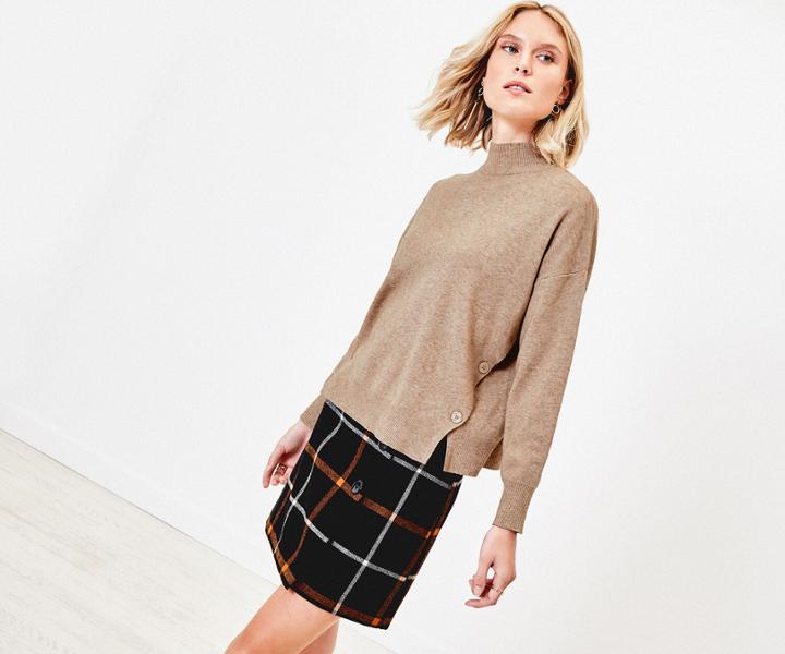 Oasis Turtle Neck Button Jumper