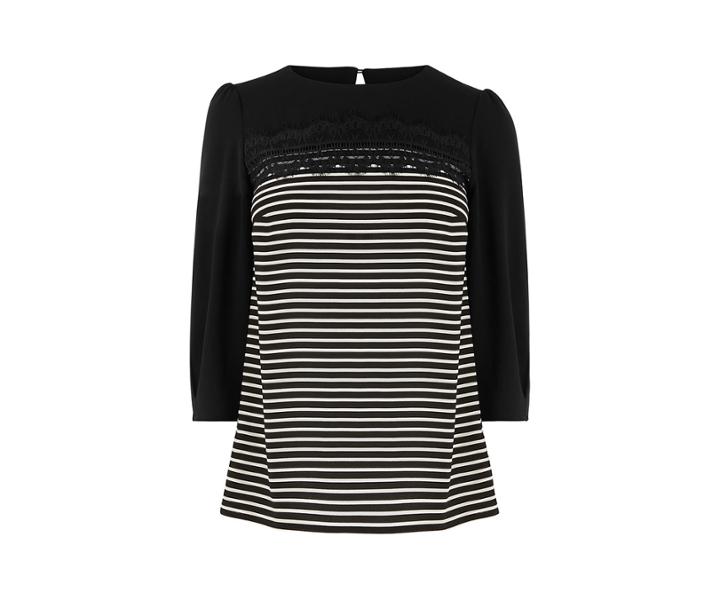 Oasis Stripe And Lace Top