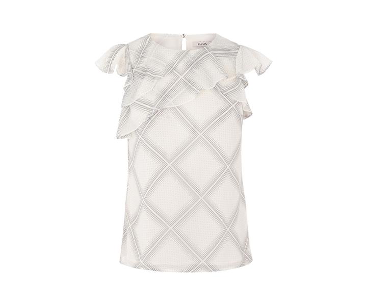 Oasis Check Frill Neck Top