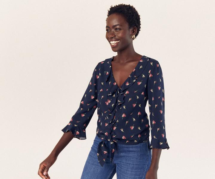 Oasis Rosebud Frill Front Shirt