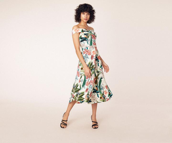 Oasis Tropic Bardot Midi Dress