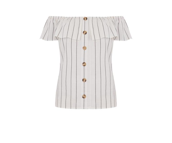 Oasis Linen Look Stripe Bardot Top
