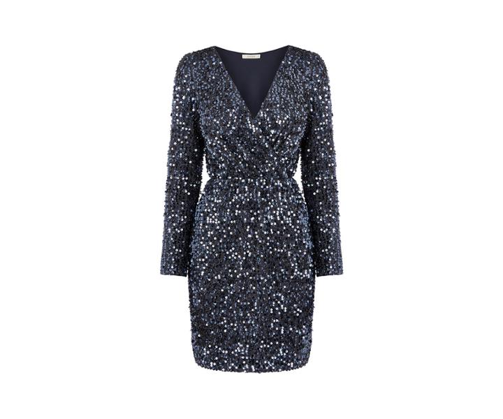 Oasis Sequin Tinsel Wrap Dress