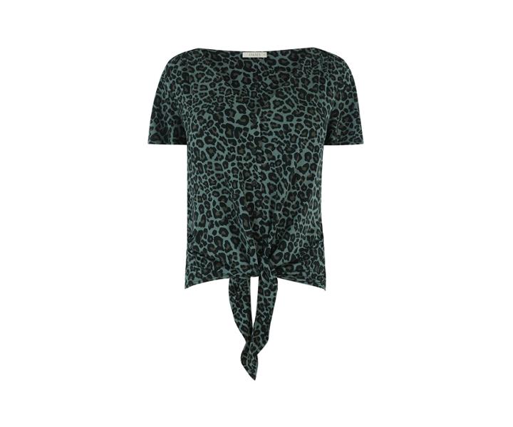 Oasis Animal Button Tie Front Top