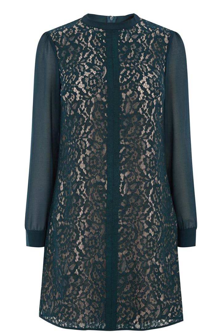 Oasis Chiffon Slv Lace Tunic Dress