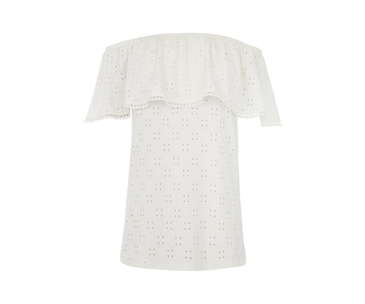 Oasis Broderie Bardot Top