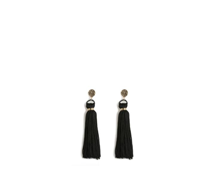 Oasis Elegant Black Tassel Earrings