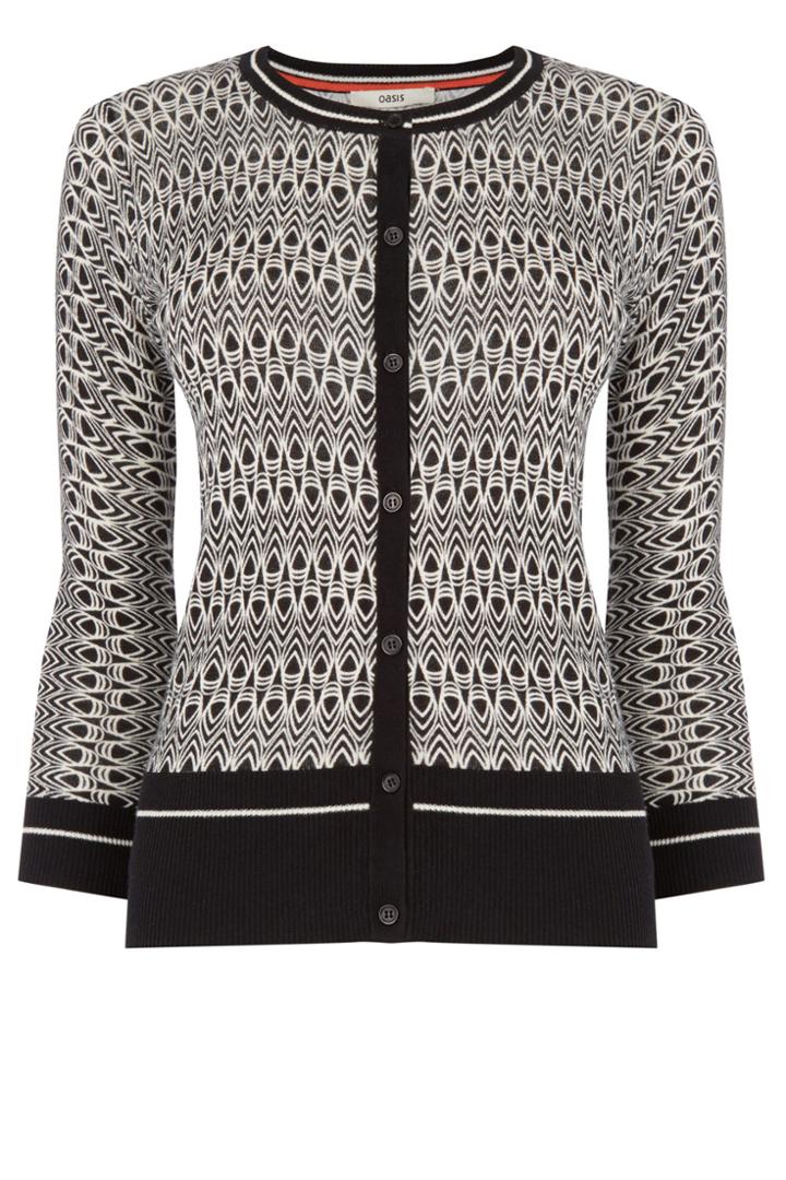 Oasis Deco Print Crew Cardi