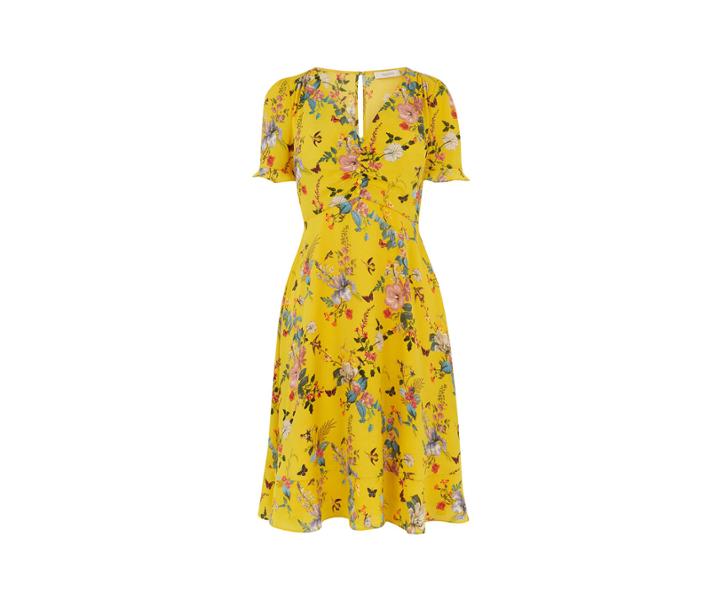 Oasis Long Ruched Tea Dress