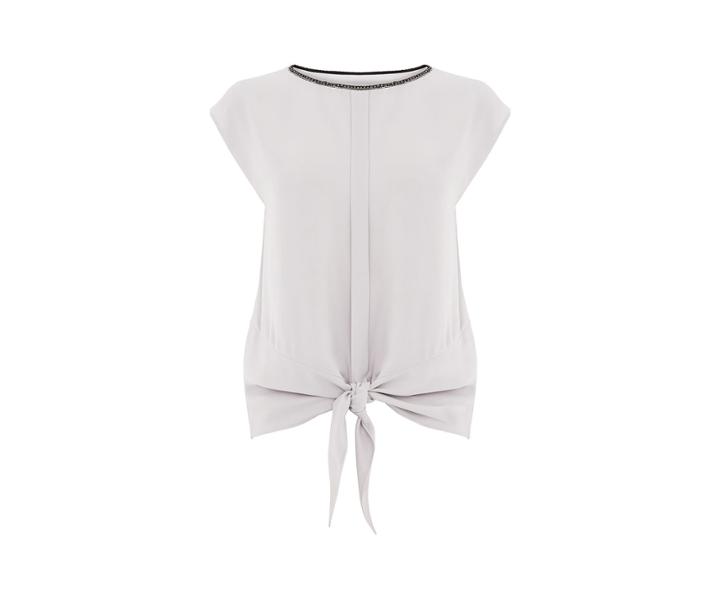 Oasis Tie Front Sparkle Neck Tee