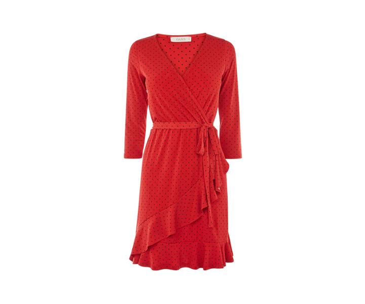 Oasis Spot Ruffle Wrap Dress