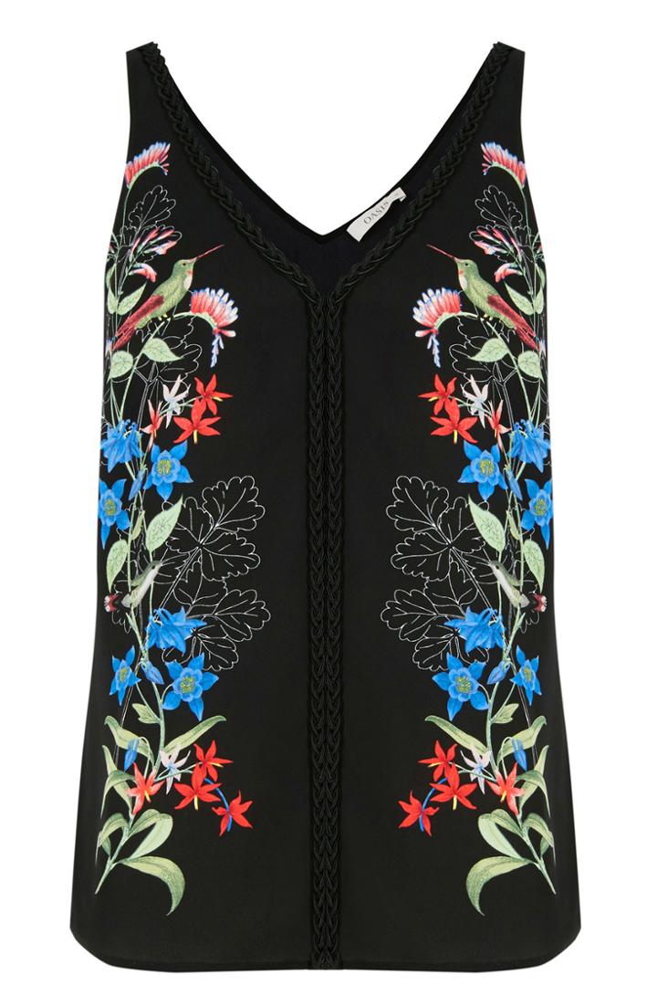 Oasis Botany Print Plait Trim Vest