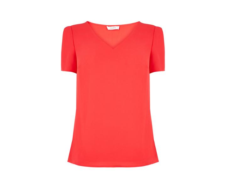 Oasis V Neck Pleat Sleeve Tee