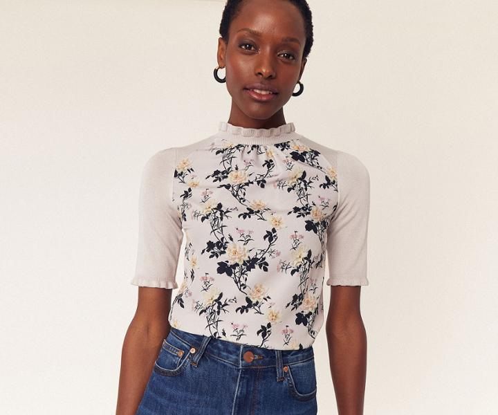 Oasis Woven Rose Front Jumper