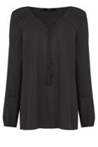 Oasis Lace Front Peasant Blouse