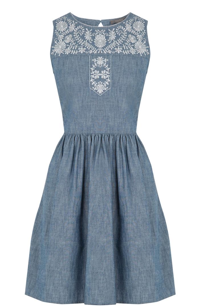 Oasis Alicia Embroidered Denim Dress