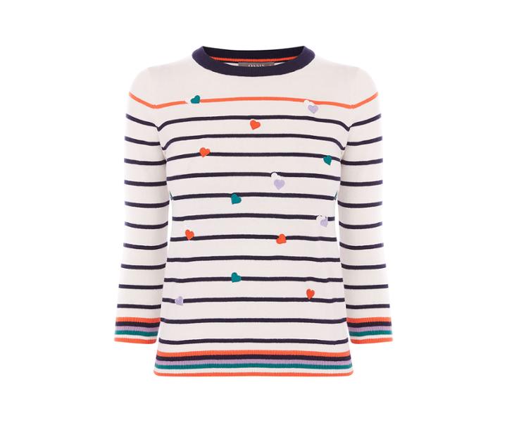 Oasis Hannah Heart Stripe Jumper