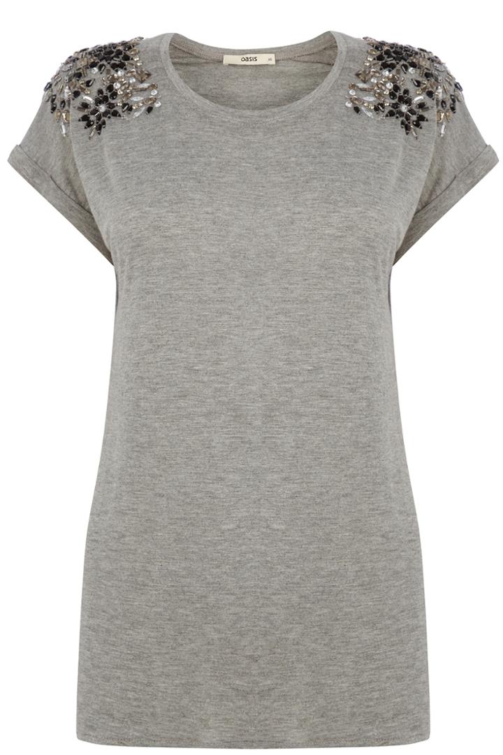 Oasis Embellished Shoulder T-shirt