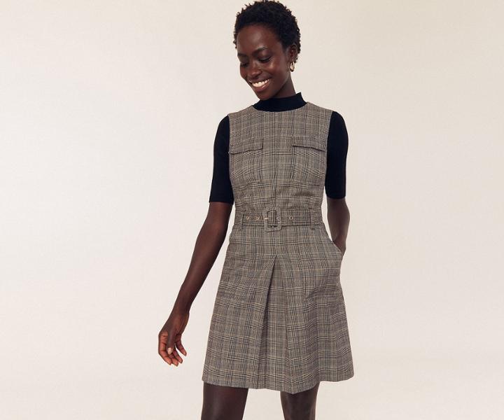 Oasis Check Utility Shift Dress
