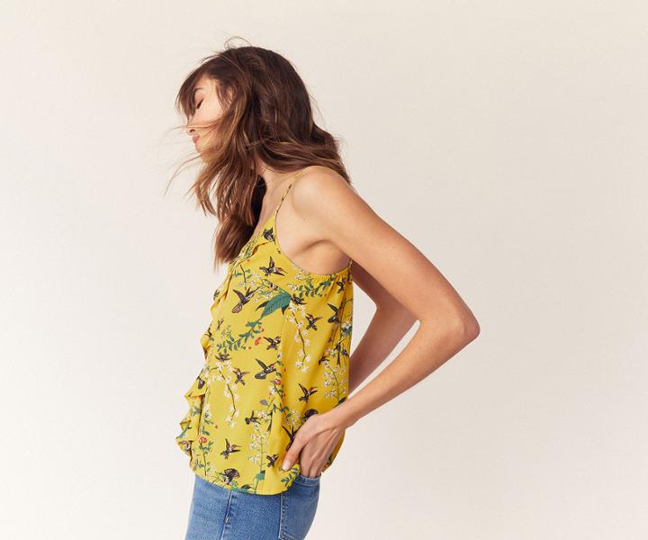 Oasis Bird Print Frill Cami