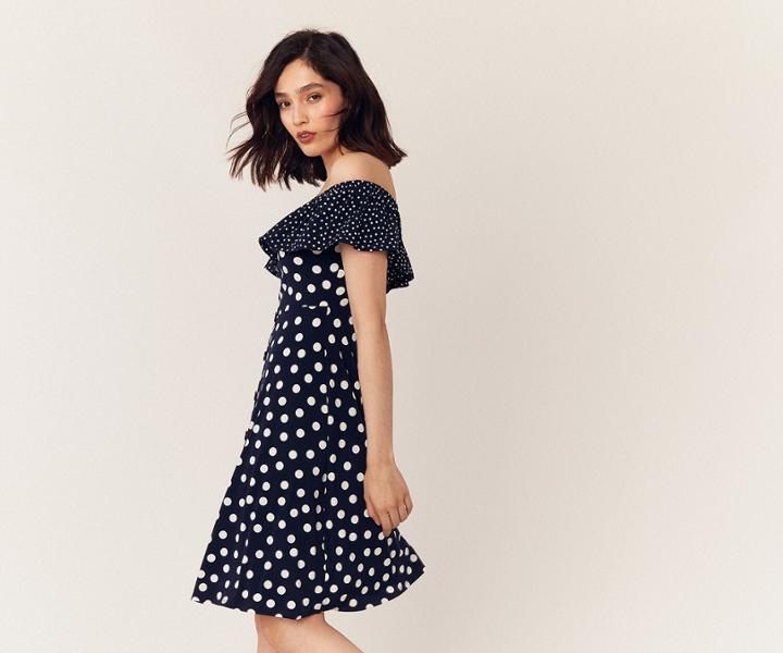Oasis Spot Bardot Skater Dress