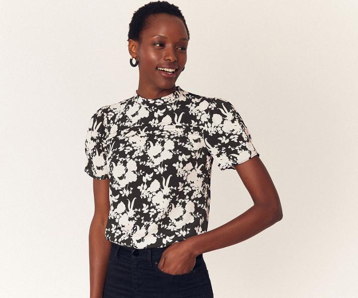 Oasis Floral Pintuck Top