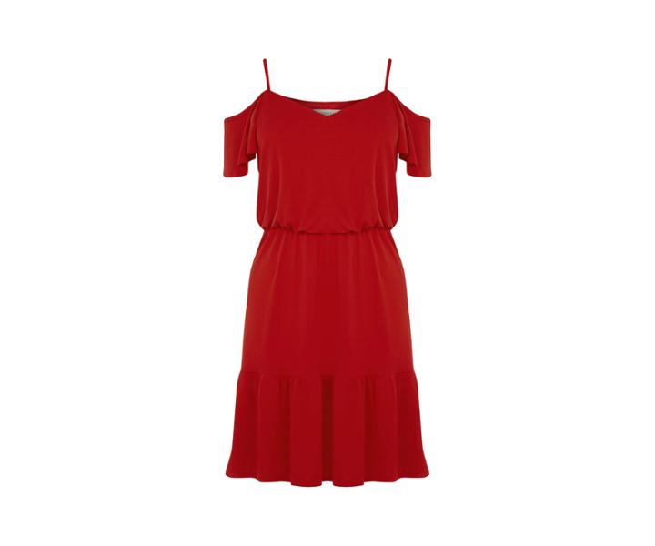 Oasis Bardot Ruffle Hem Dress