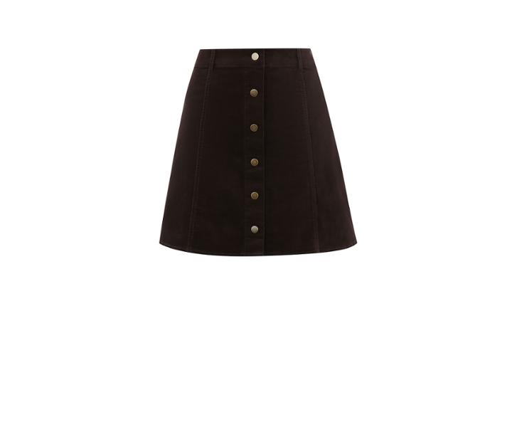 Oasis Button Through Moleskin Skirt