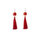 Oasis Red Orb Tassel Earrings