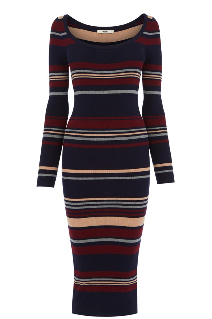 Oasis 70s Stripe Rib Tube Dress