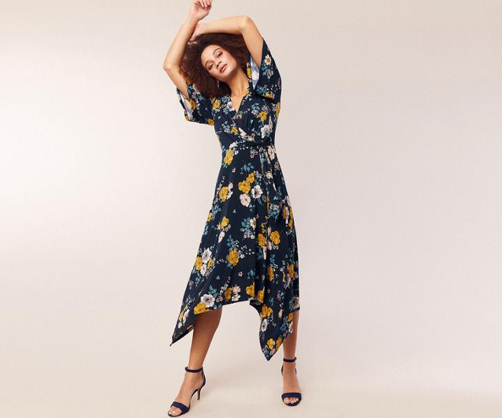 Oasis Floral Hanky Hem Dress
