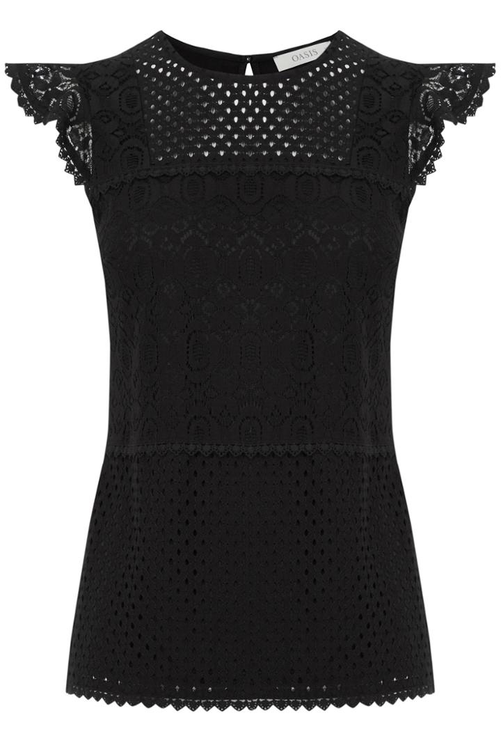 Oasis Patched Lace Shell