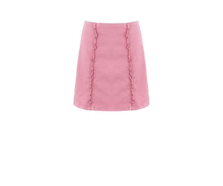 Oasis Pink Denim Ruffle Skirt