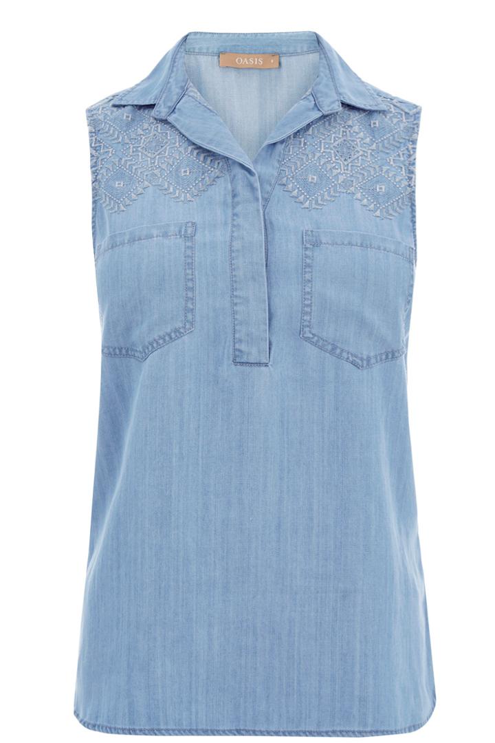 Oasis Embellished Sleeveless Shirt