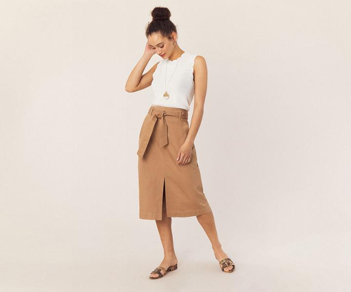 Oasis Twill Midi Skirt