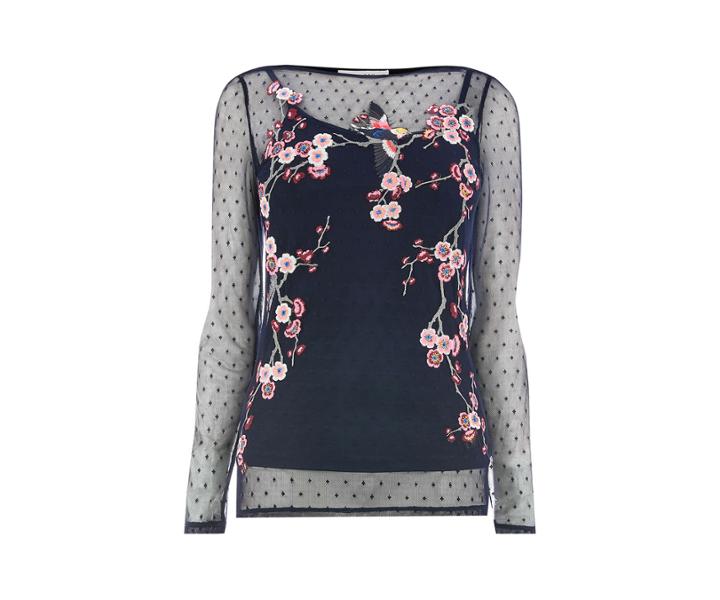 Oasis Embroidered Mesh Top