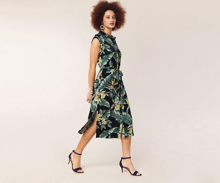 Oasis Tropical Midi Shirt Dress