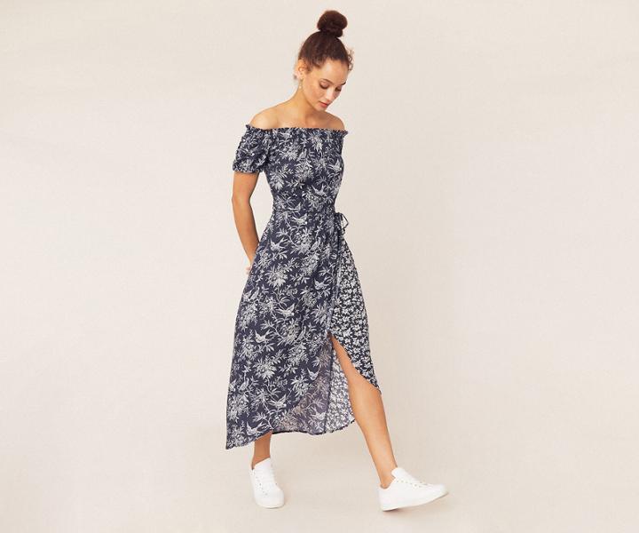 Oasis Floral Bardot Midi Dress