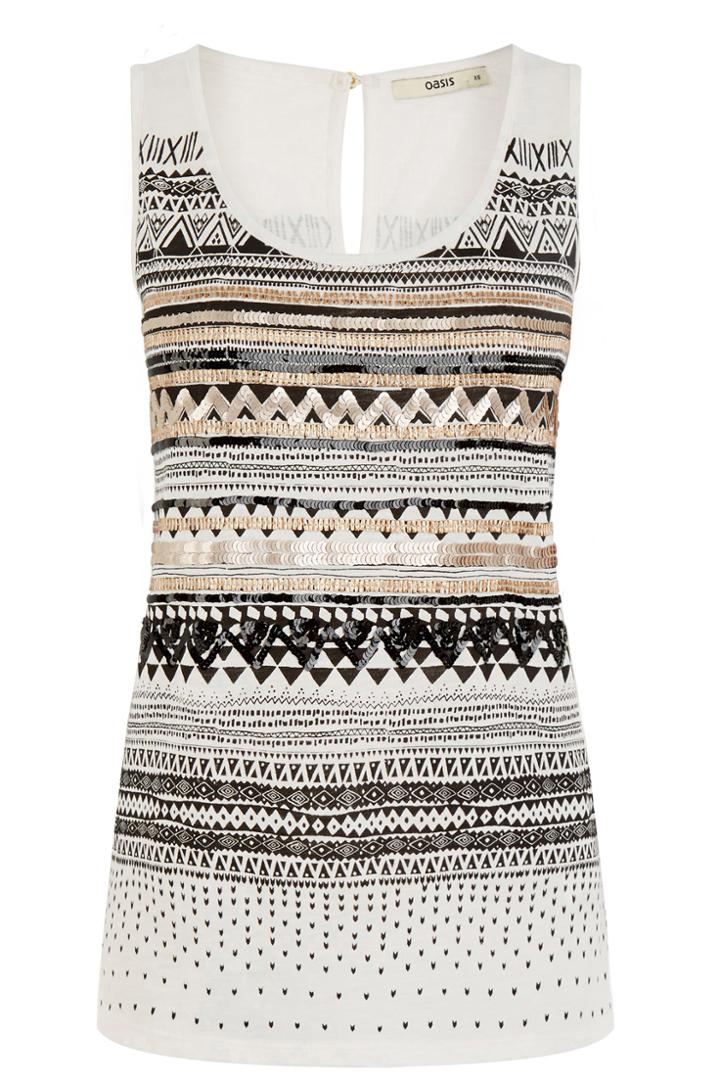 Oasis Aztec Sequin Vest