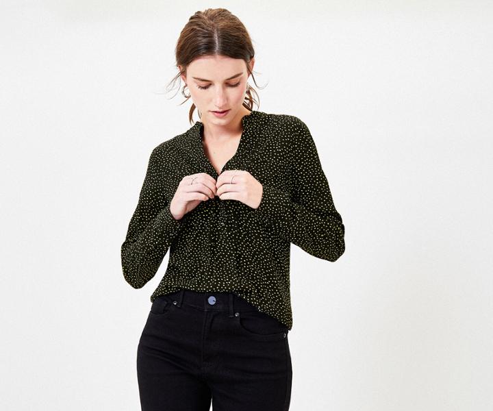 Oasis Spot Frill Neck Shirt