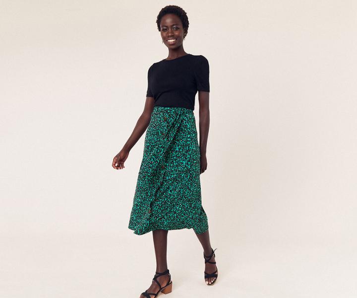 Oasis Leopard Print Midi Skirt