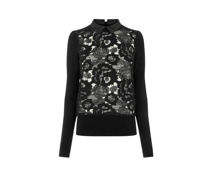Oasis Lace Front Collared Sweatshirt