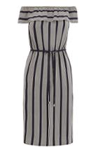 Oasis Viscose Stripe Ruffle Dress